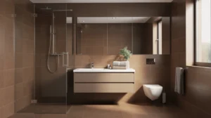 rénovation salle de bain marron