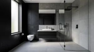 salle de bain noir gris