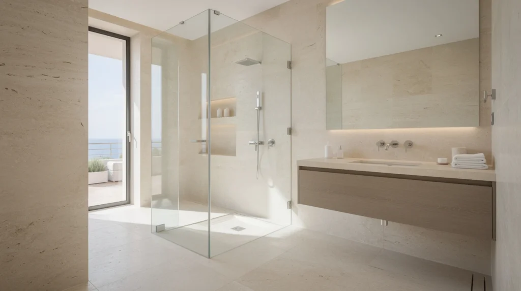 salle de bain travertin